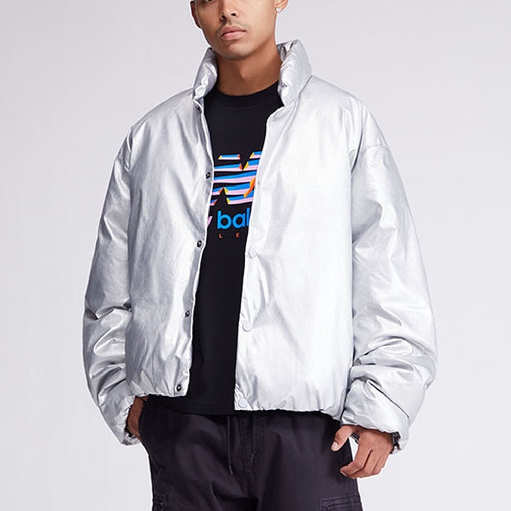 PacSun NWT Silver Oversized Pleather Puffer Jacket Size Large